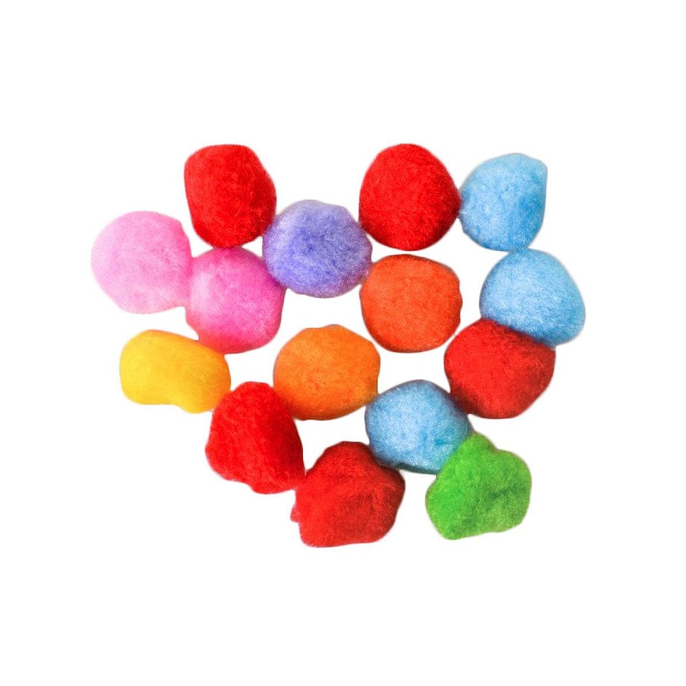 Junior Decorative Pom-Poms, 30 mm, multicolour, 15 pcs