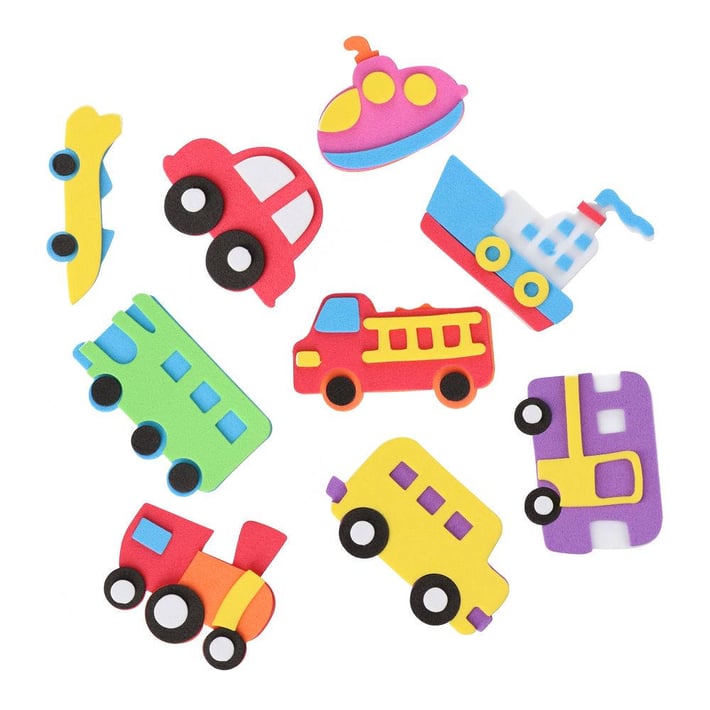 JUNIOR VEHICLES MEANS FROM FELT FOR DECORATION 8 PIECES MIX