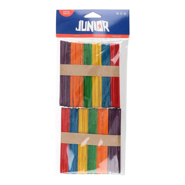 JUNIOR STICKS WOODEN COLORED 114 MM 100 PIECES