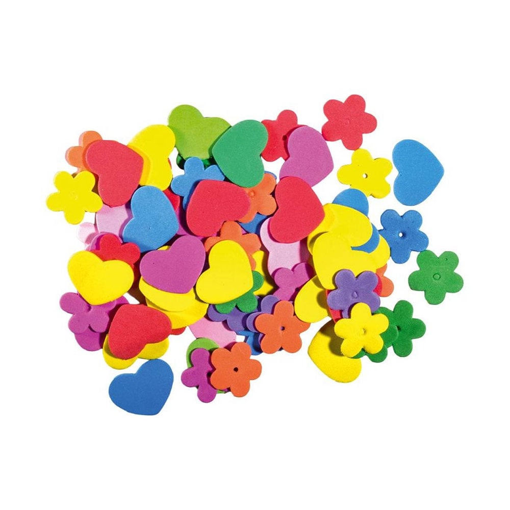 Junior Foam Hearts and Flowers for Decoration, 120 pcs