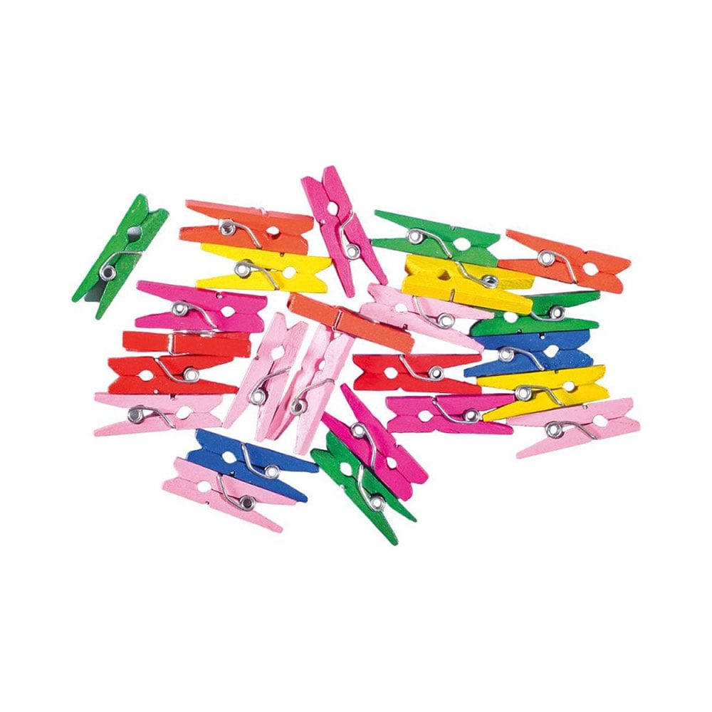 Junior Wooden Pegs, colourful, 25 x 8 mm, 25 pcs