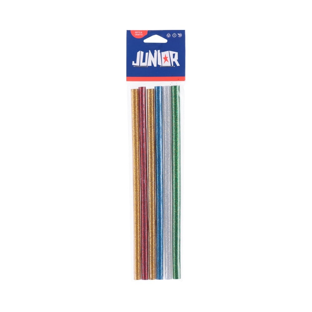 Junior Heli Stick Silicone Glue Sticks, O7 mm, glitter, 6 pcs