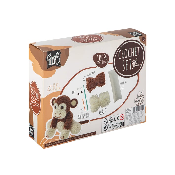 Craft ID Crochet kit Monkey, 15 x 9 x 13.5 cm