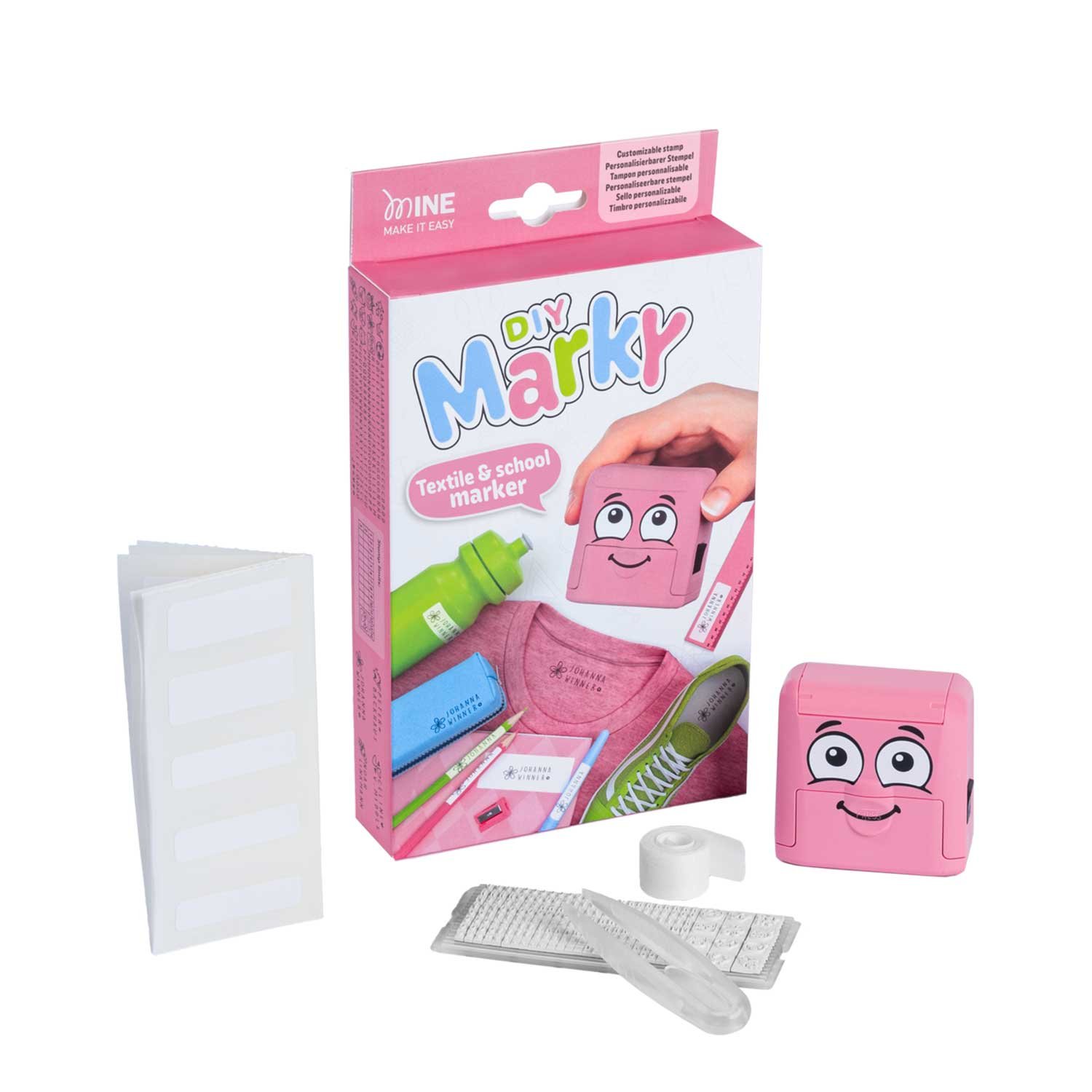 Textile stamp Marky, with Cyrillic set, pink
