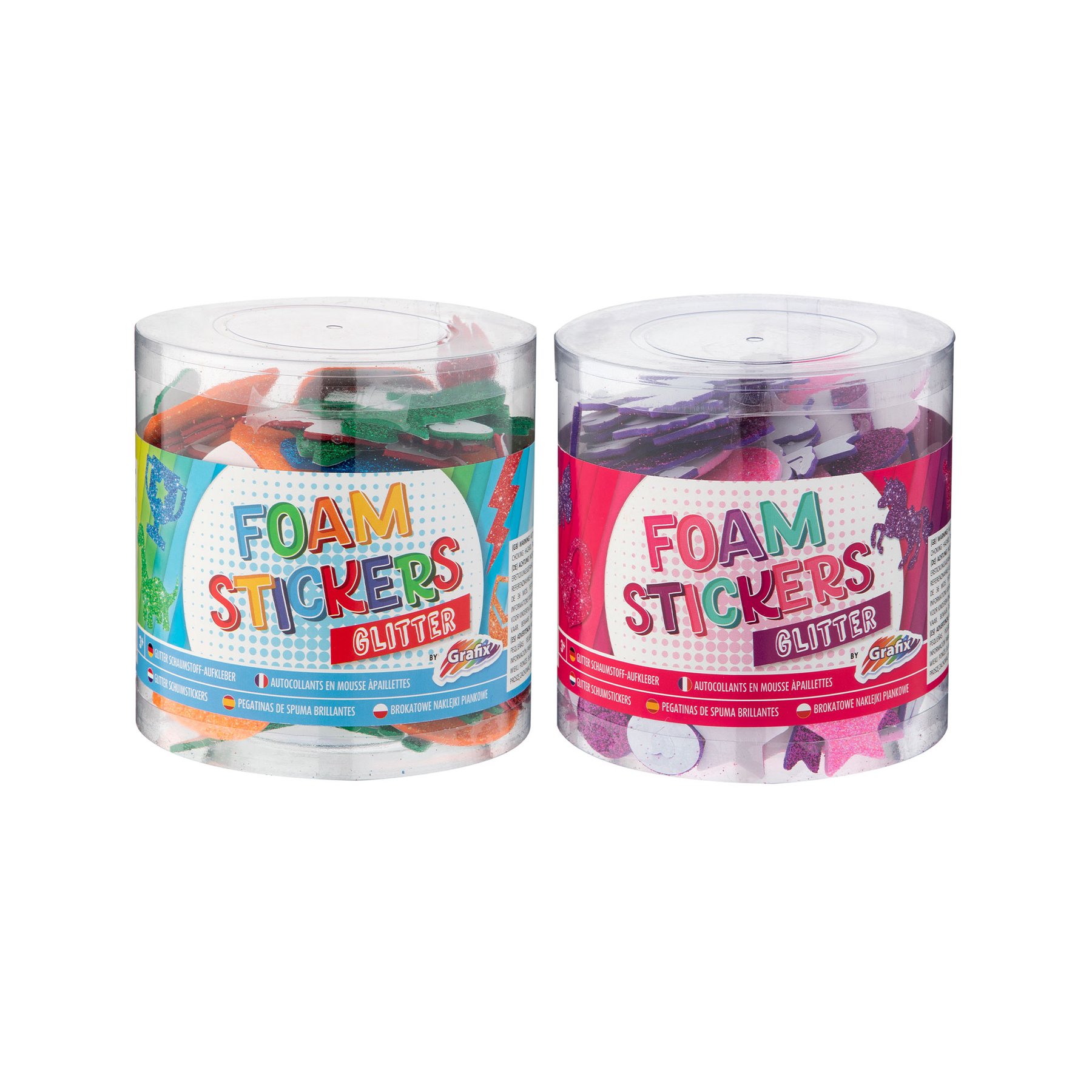 Moxy Foam stickers, glitter, assorted, pack of 24