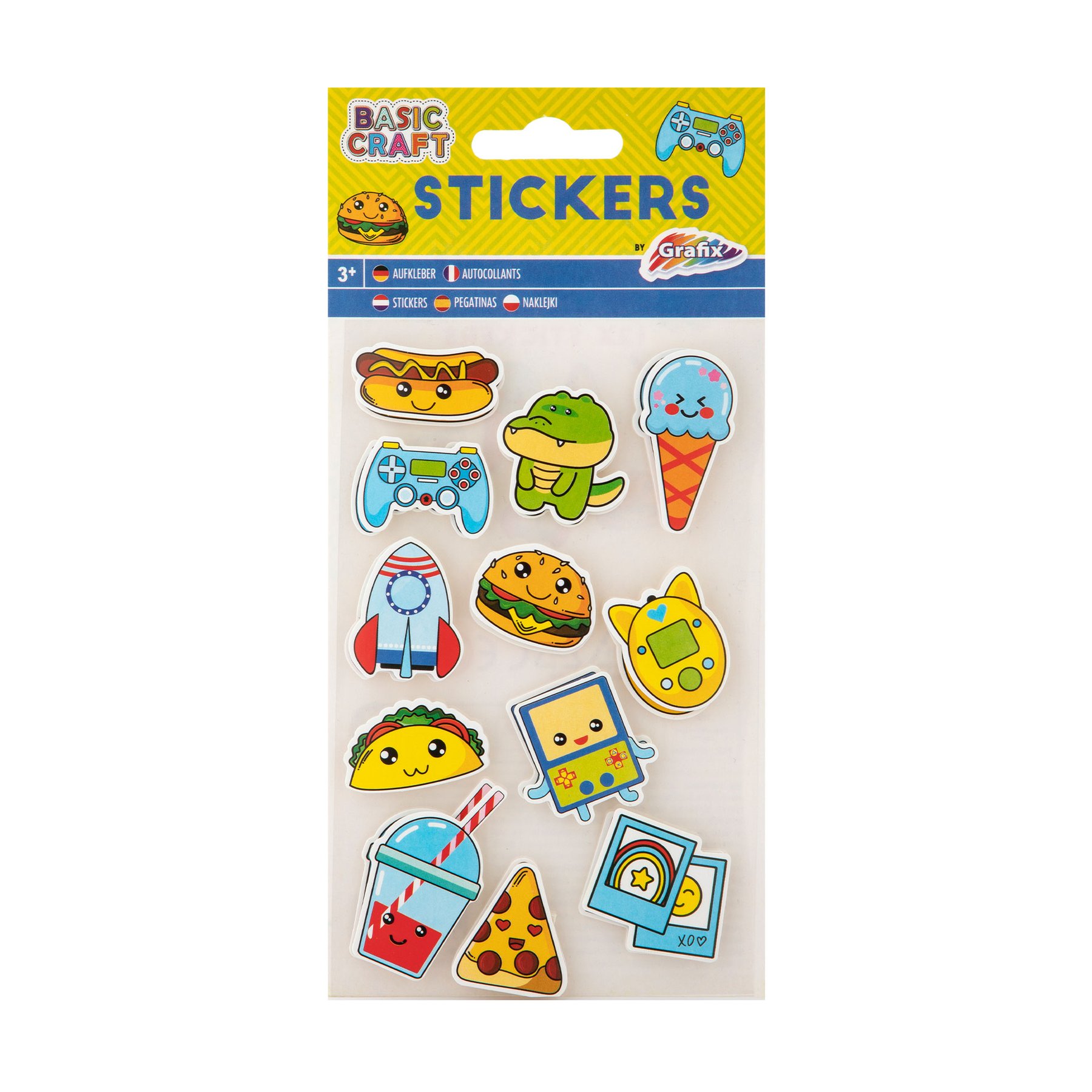 Moxy Stickers with Food and Games, 12 pcs