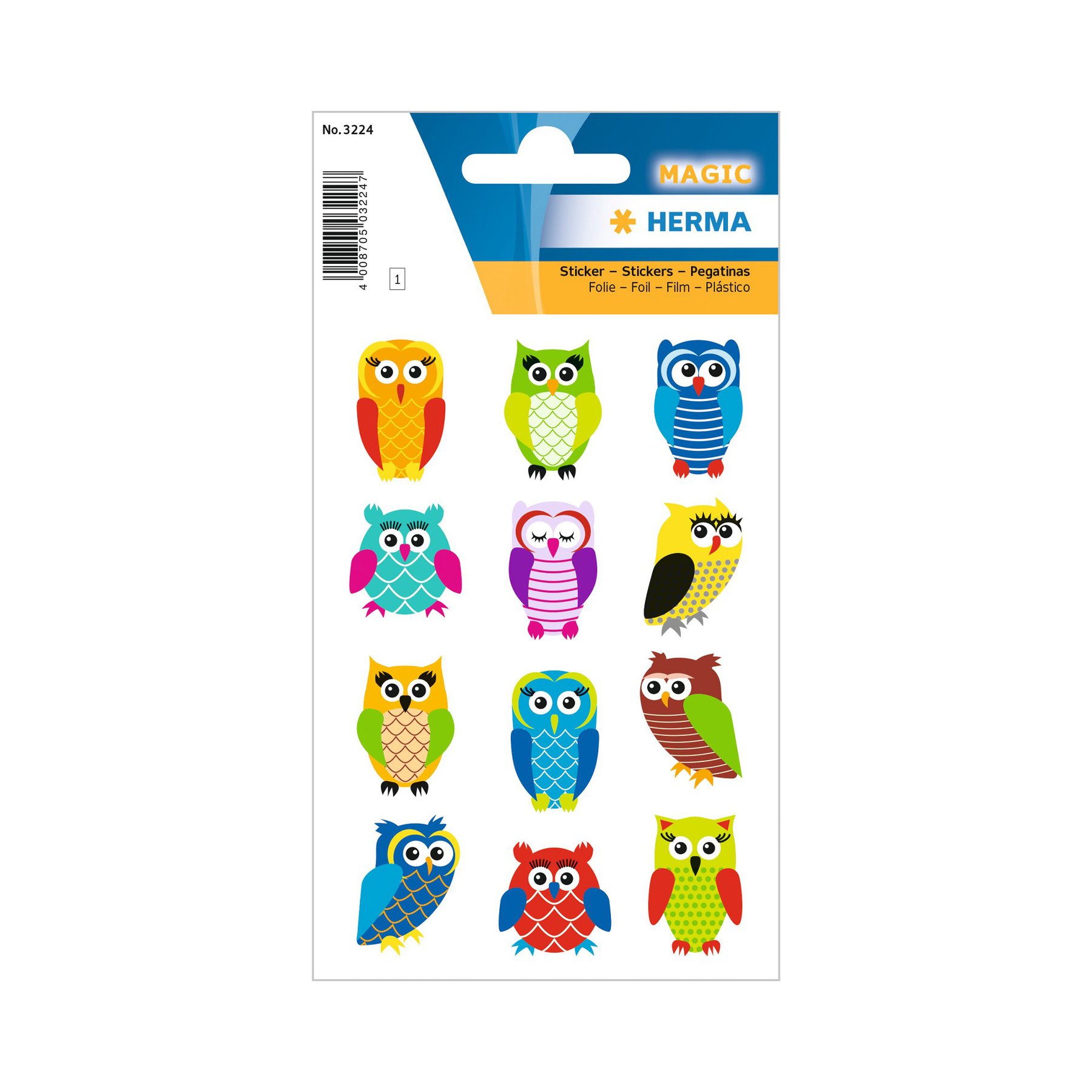 Herma Self-adhesive labels Owls, glitter, 1 sheet