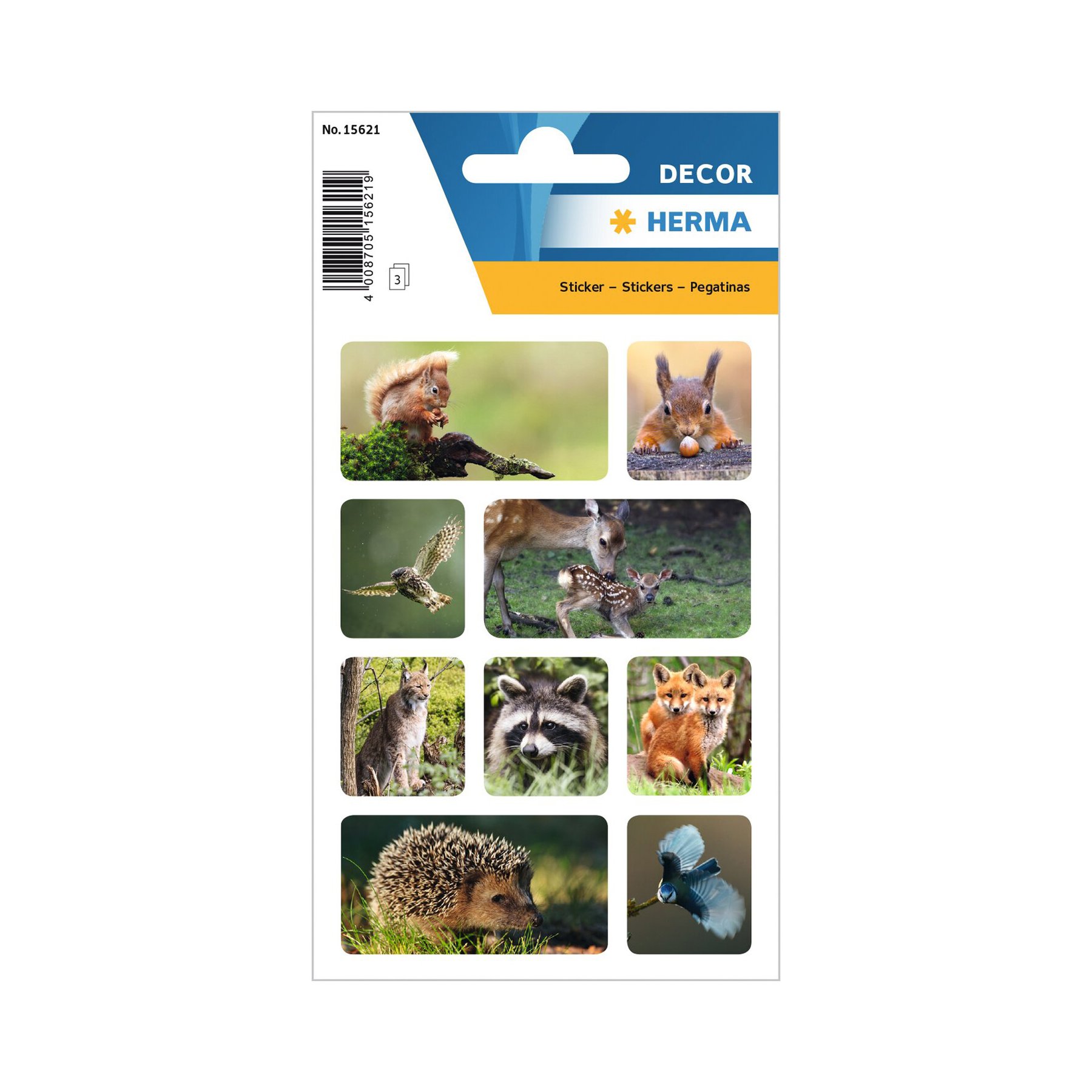 Herma Self-Adhesive Labels Wild Animals, 3 sheets