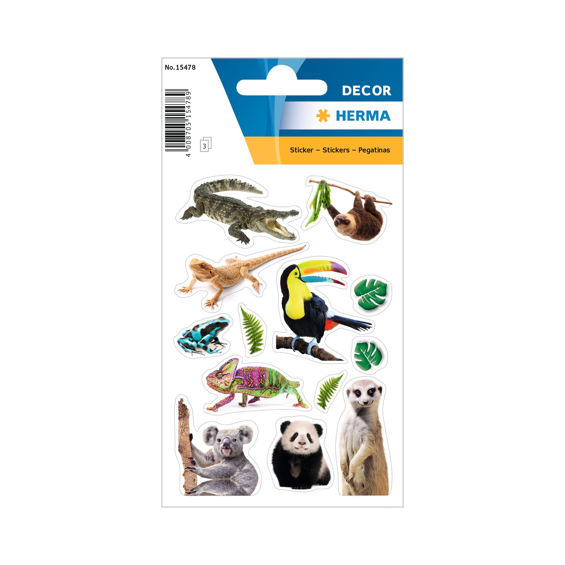 Herma Self-adhesive labels Exotic Animals, 3 sheets