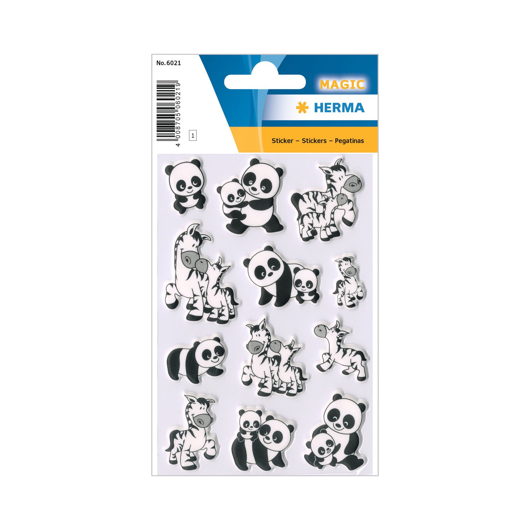 Herma Self-adhesive labels Pandas and Zebras, 1 sheet