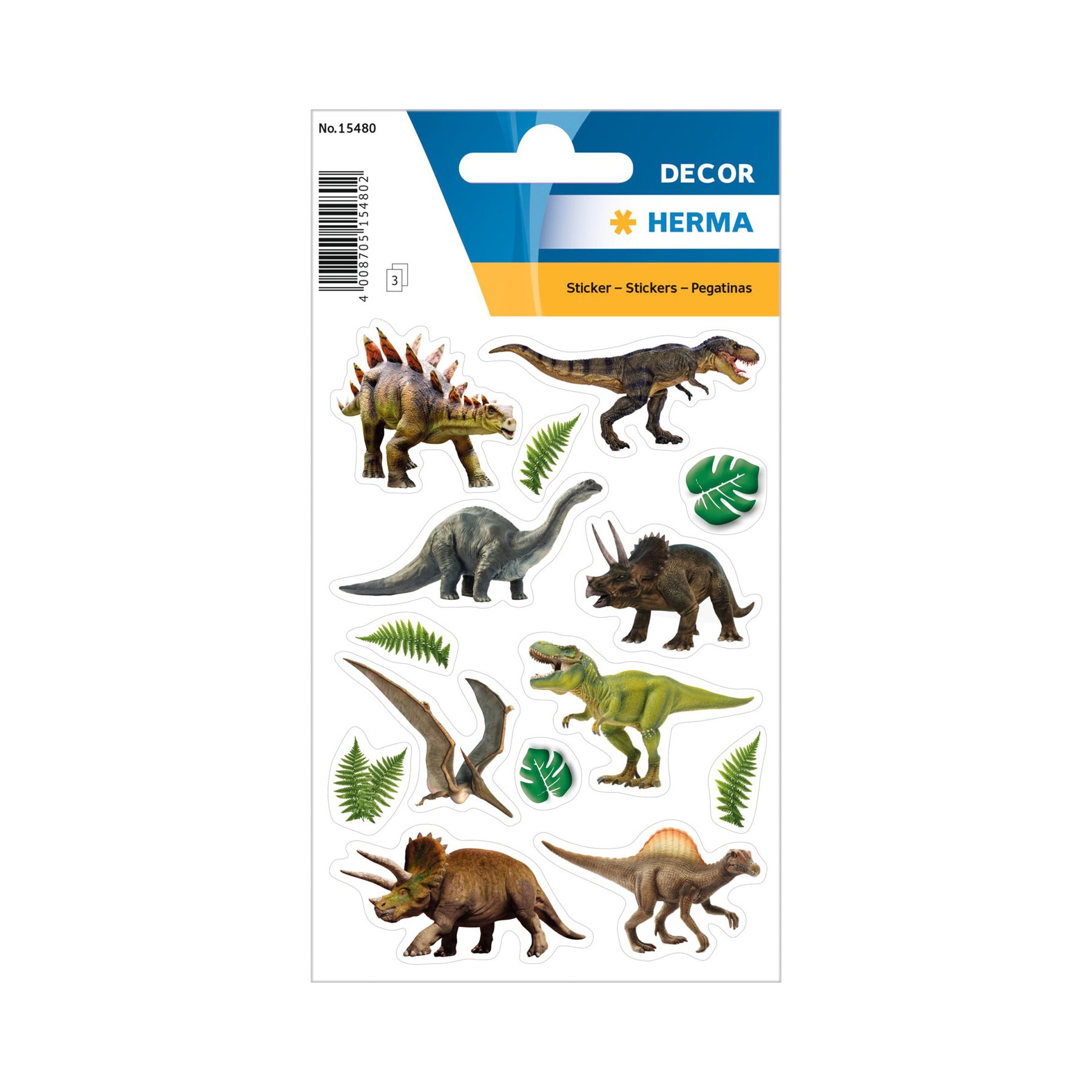 Herma Self-Adhesive Stickers Dinosaurs, 3 sheets