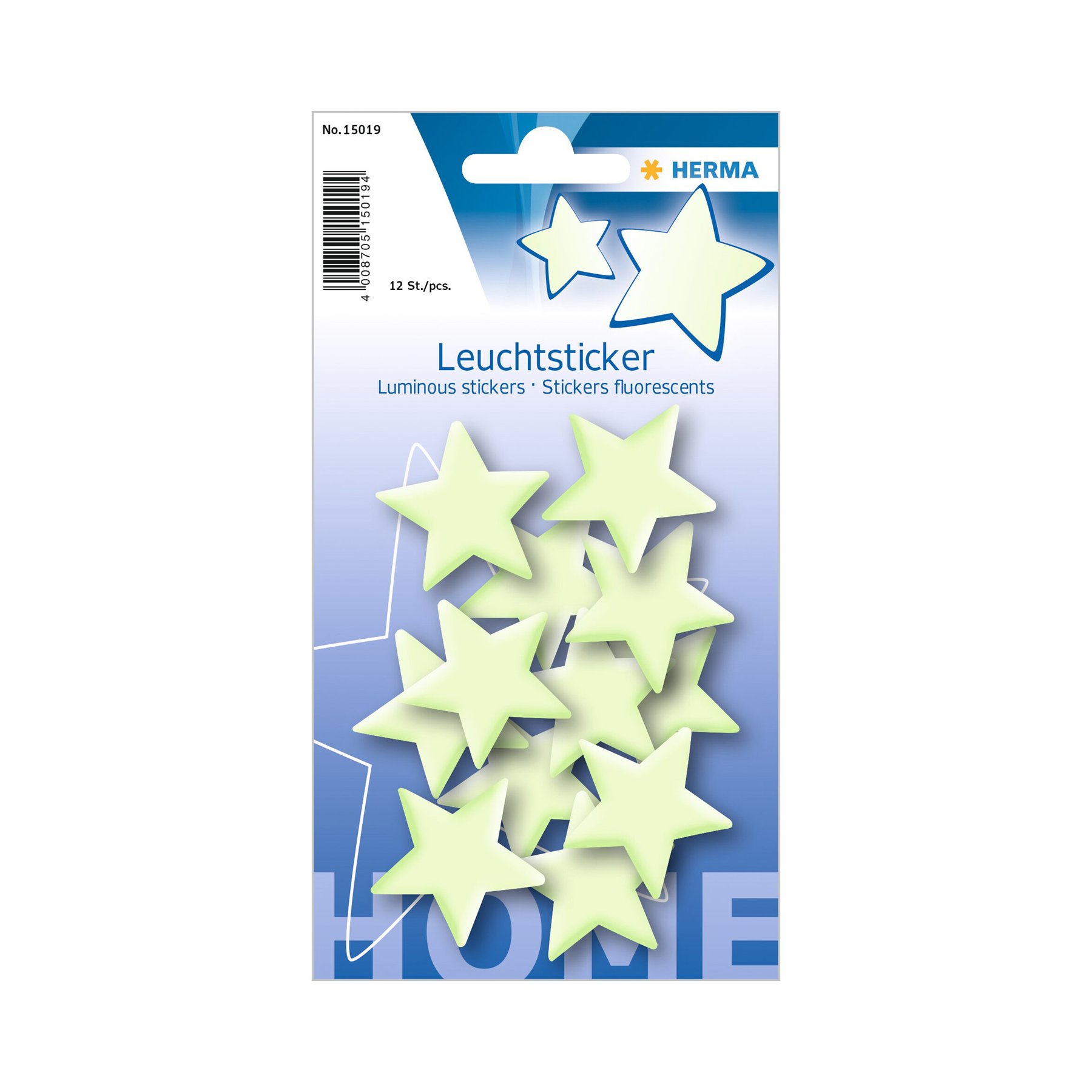 Herma Self-adhesive labels Star, glow in the dark, 12 pcs
