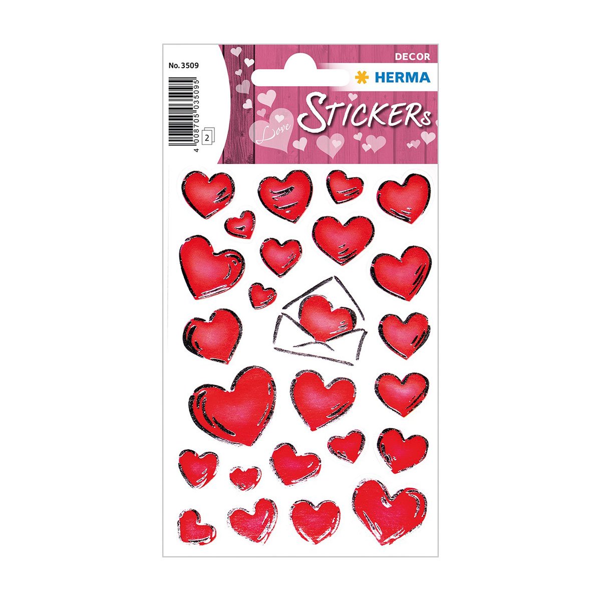 Herma Stickers Embossed hearts, 50 pcs