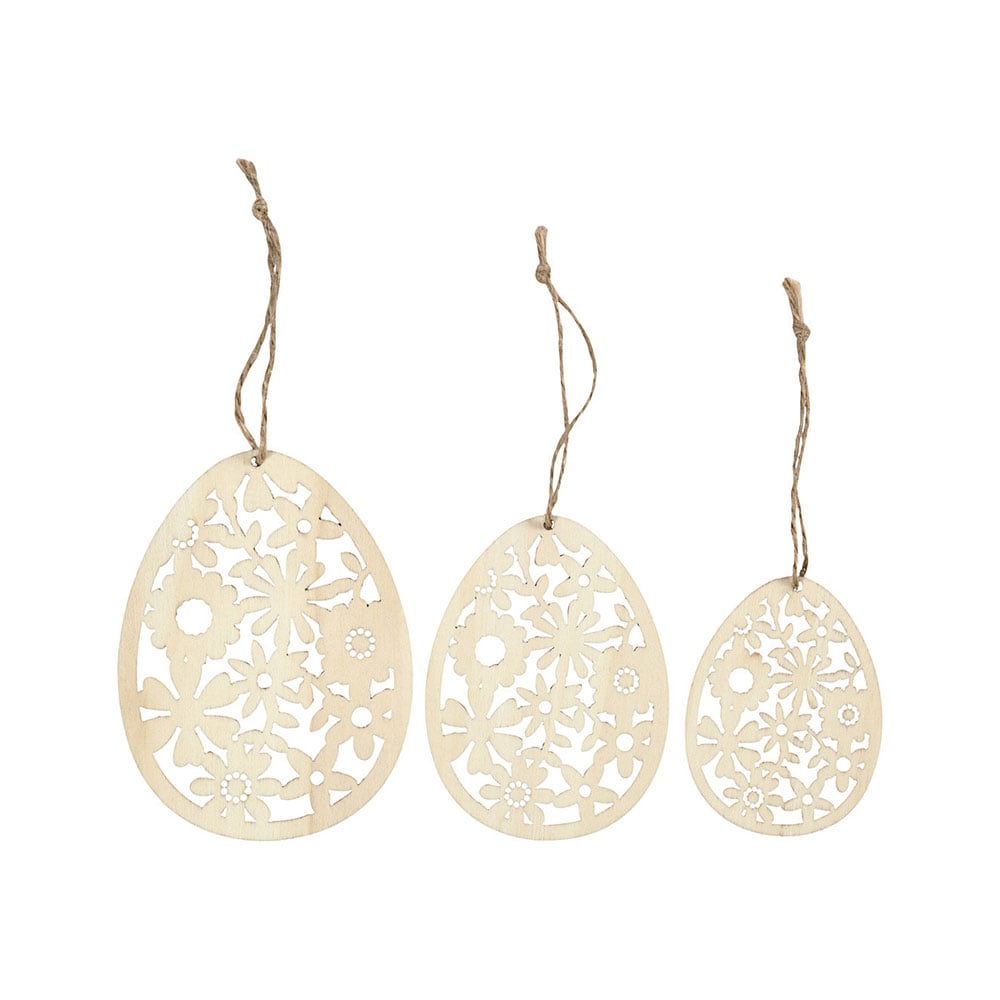 Creativ Company Wooden Easter ornaments, 3 pcs