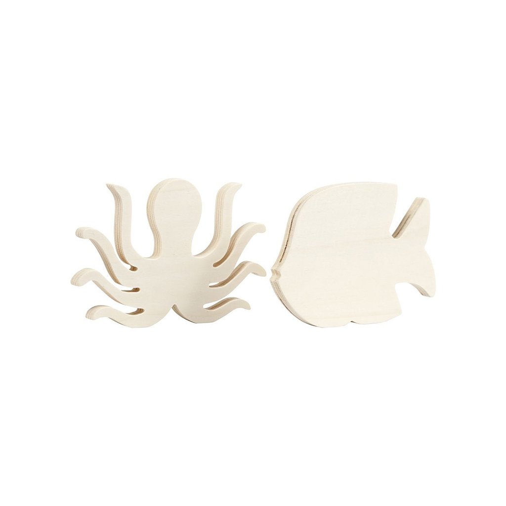 Creativ Company Octopus and Fish Figures, wooden