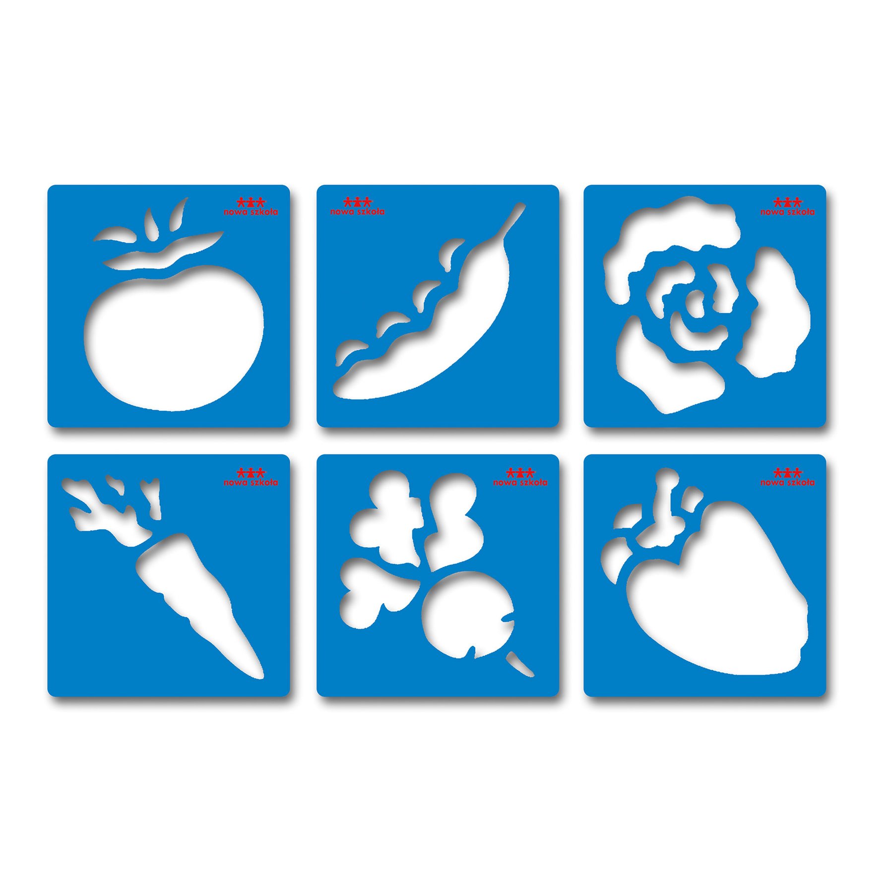 Nowa Szkola Stencil Vegetables, 6 shapes
