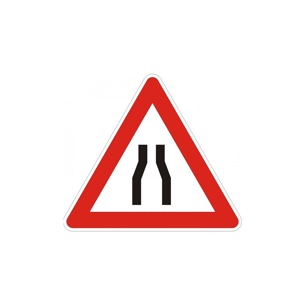 Road sign A7 - Roadway narrowed on both sides, with stand