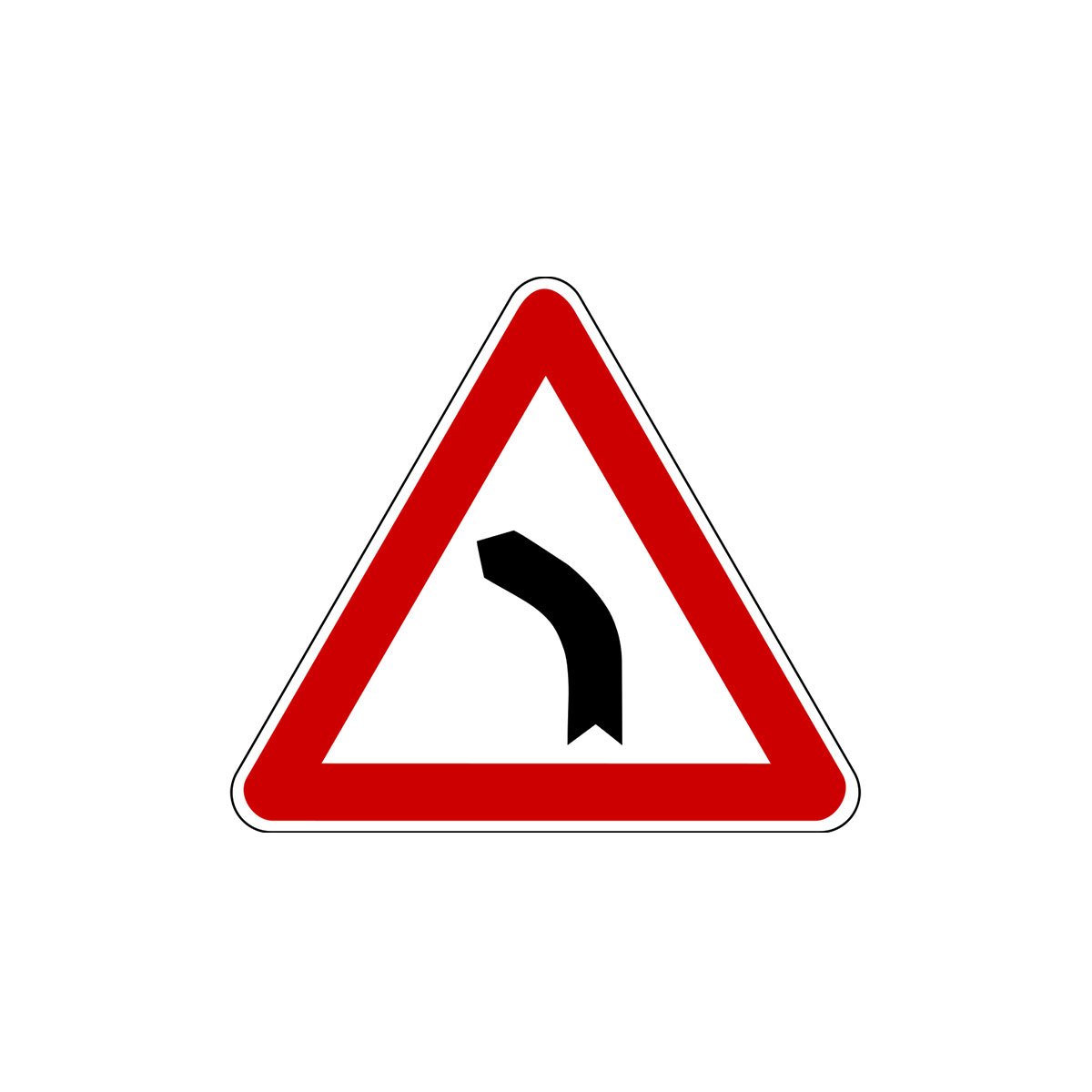 Traffic sign A2 – Dangerous left turn, with stand