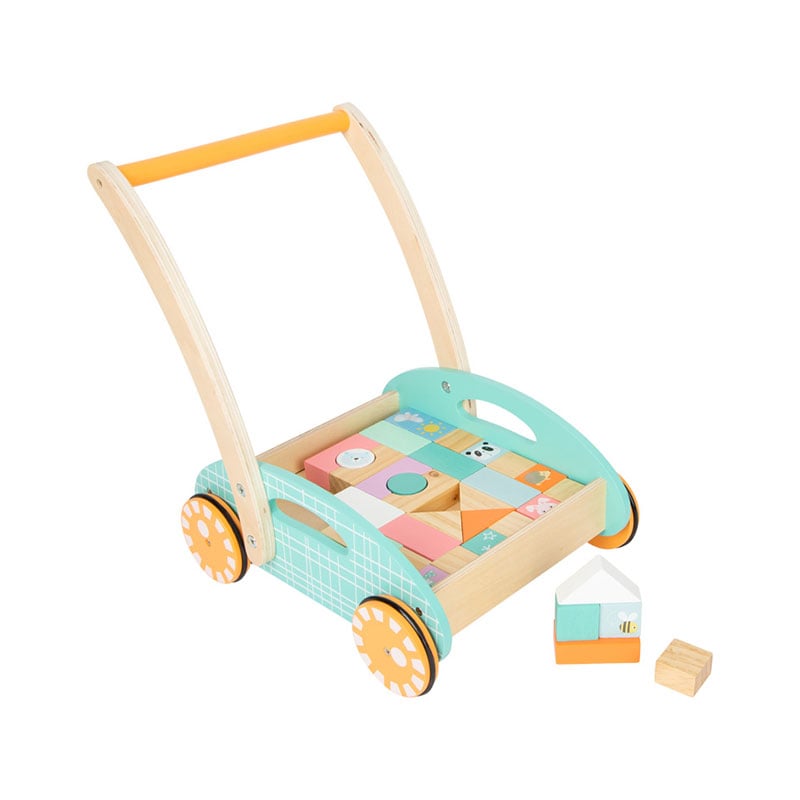 Small Foot Construction set with cart, wooden, 34 x 27 x 36 cm, 35 pcs