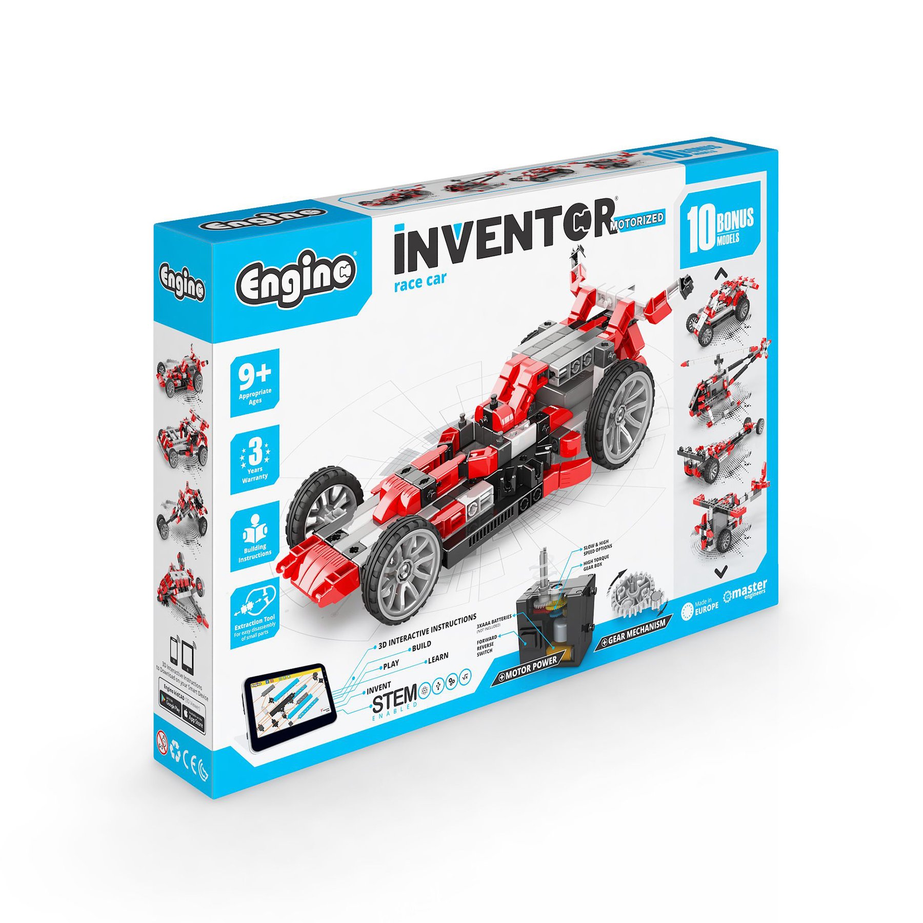 Engino Inventor Motorized Construction Set – Racing Car, 10 in 1