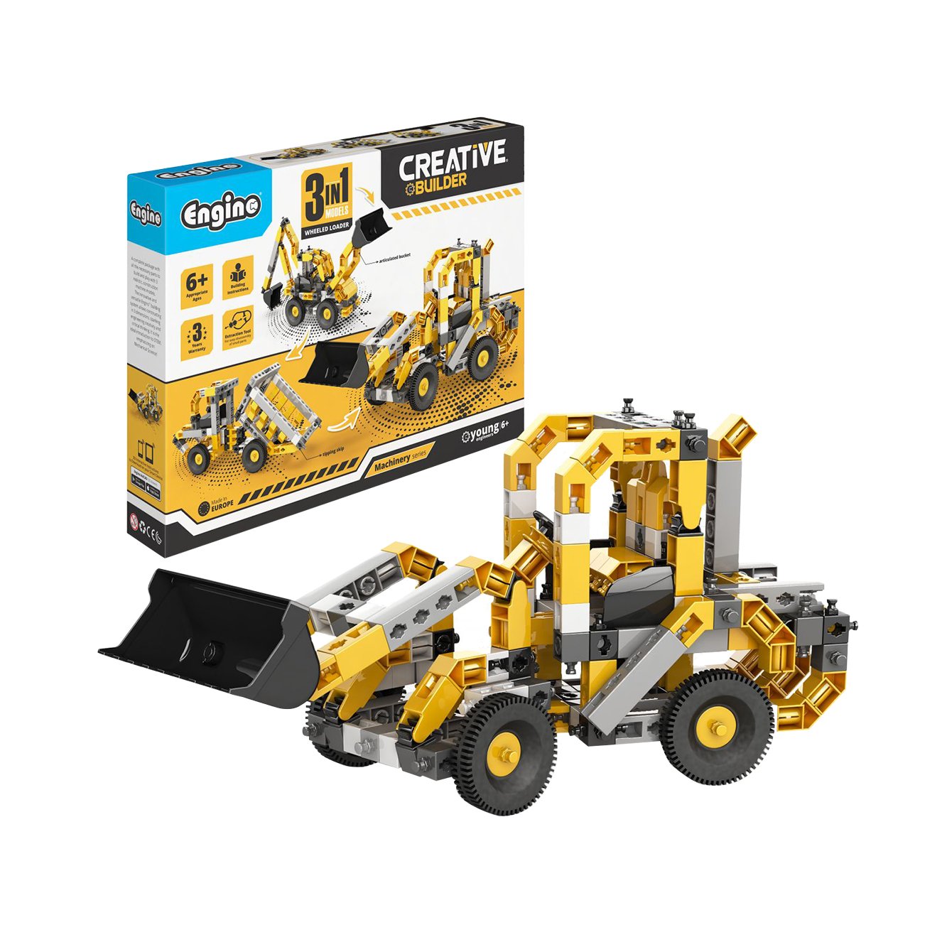 Engino Construction set Creative Builder - Wheel loader, 3 in 1