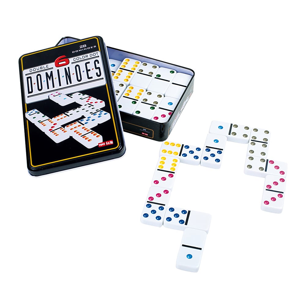 Small Foot Domino “6 Colors”, in metal box, 28 pieces