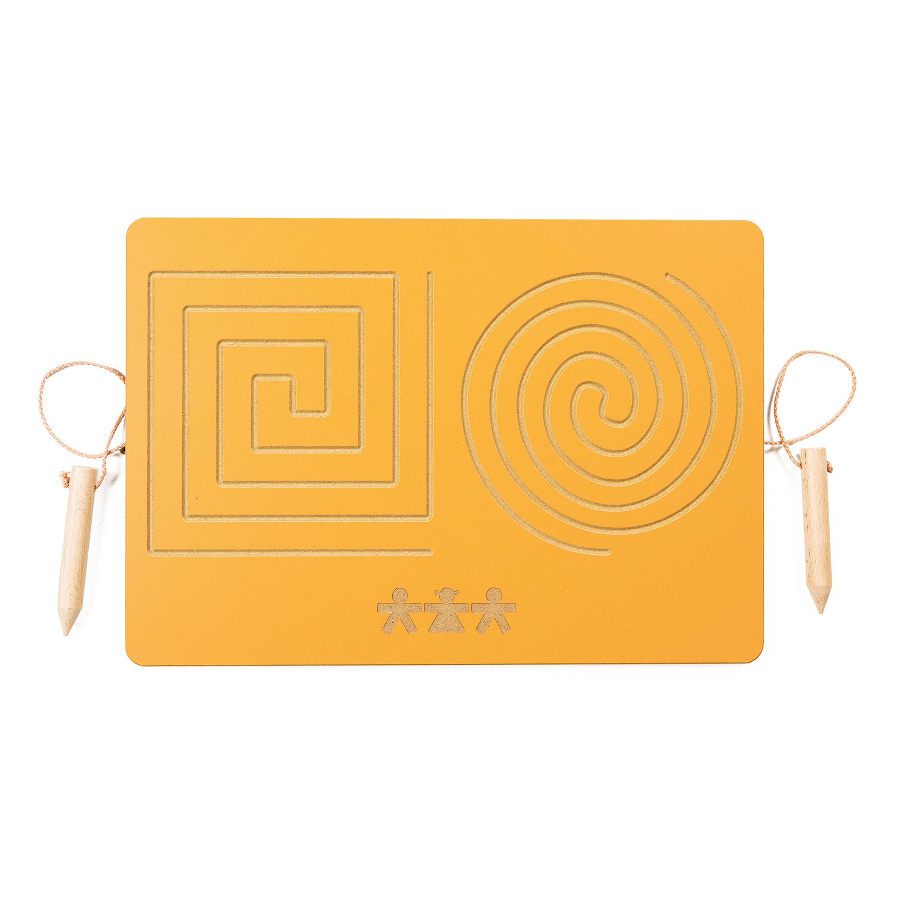 Nowa Szkola Board for graphomotor exercises, for 2 hands, circle and square, yellow