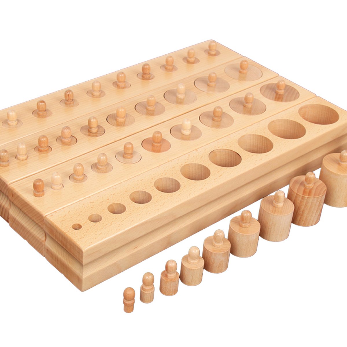 Montessori cylinders, wooden, 47 x 30 x 9 cm