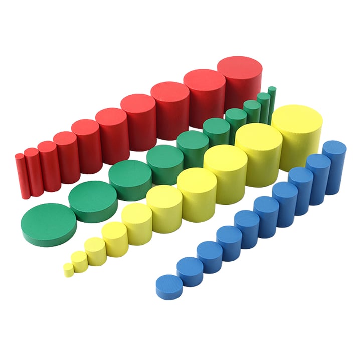 SET MONTESSORI CYLINDERS COLORFUL WOODEN