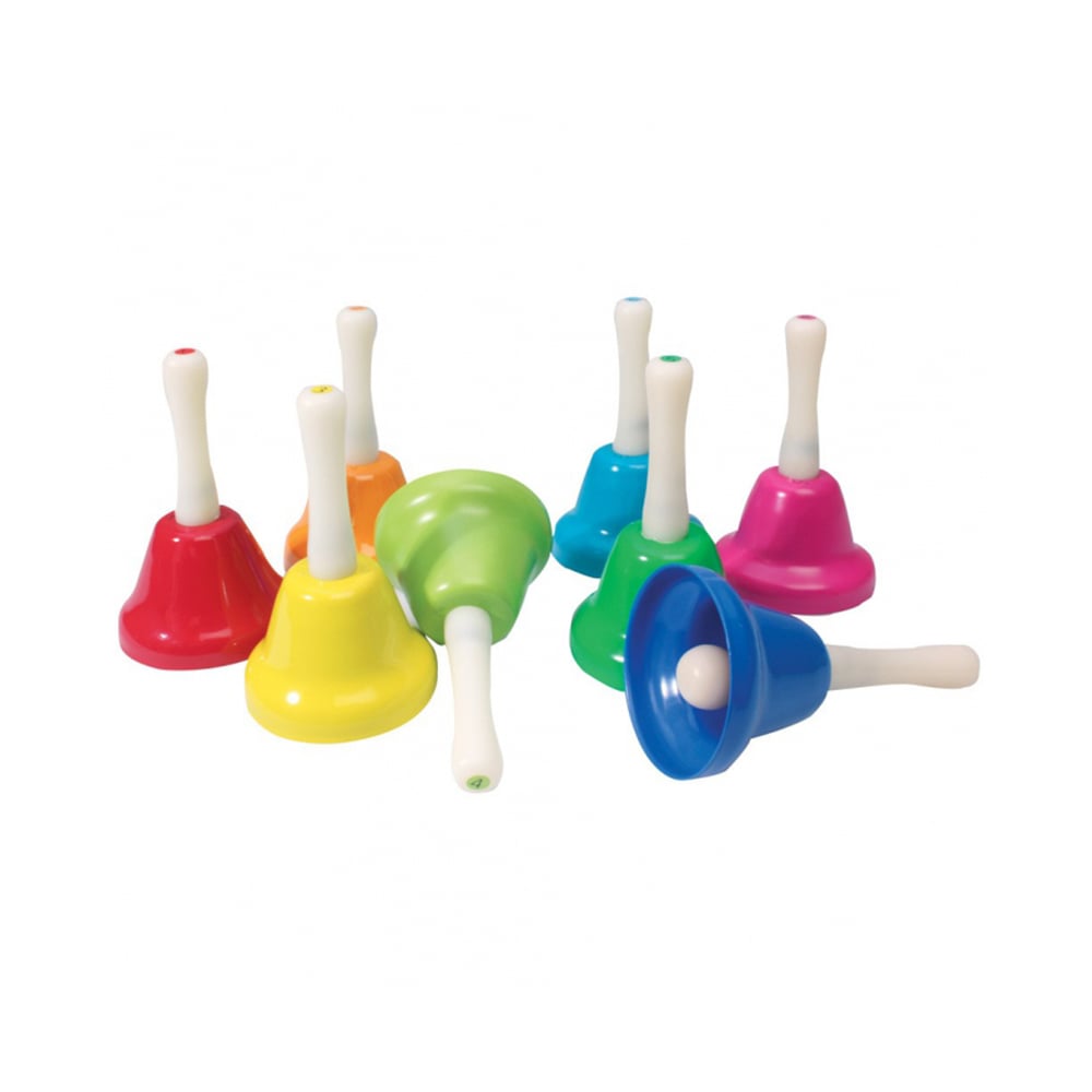 Bells, musical, colored, 8 pieces