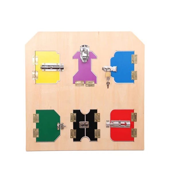 Board with six doors, with different locks