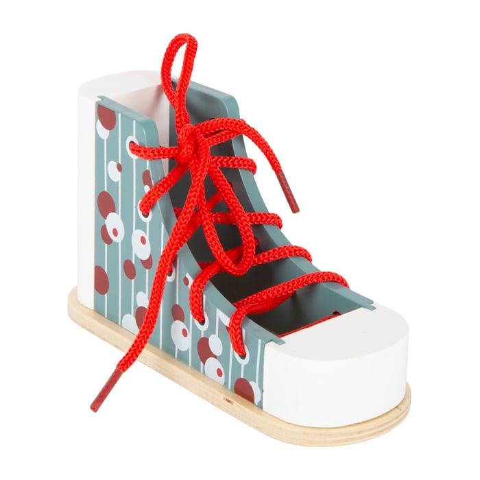 Small Foot Lacing Shoe, wooden, 15 x 6 x 8 cm