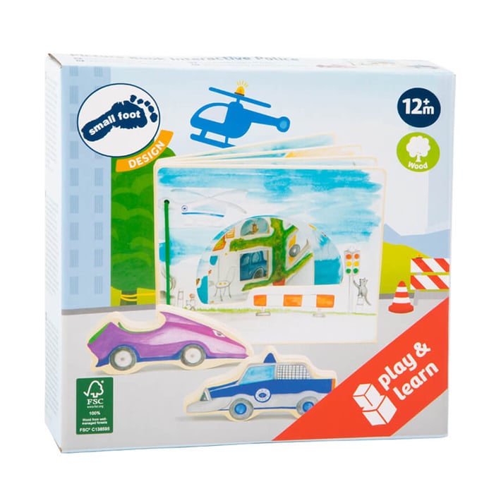 Small Foot Книжка Полиция, интерактивна, дървена