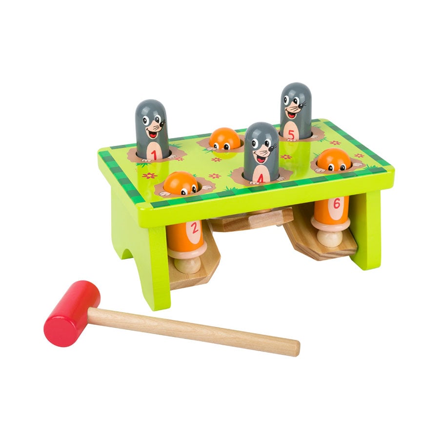 Small Foot Game with hammer and moles, wooden, 19.5 x 12 x 12 cm