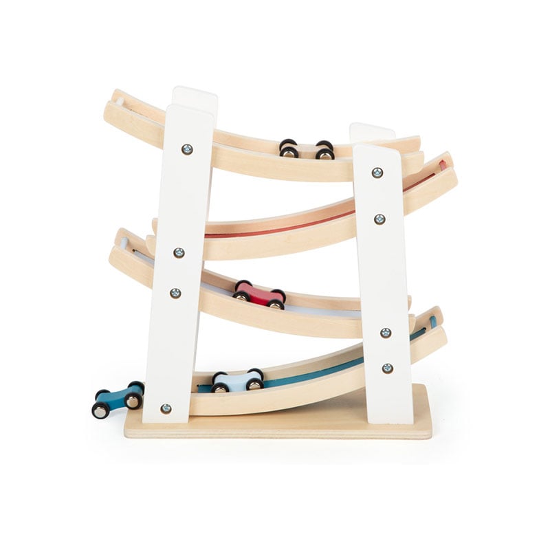 Small Foot Race Track, Wooden, with Four Cars, 25 x 10 x 27 cm