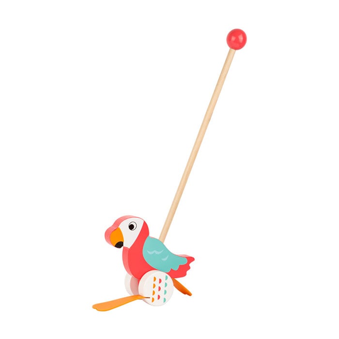 Small Foot Push Toy Parrot, Wooden, 47 x 6 x 18 cm