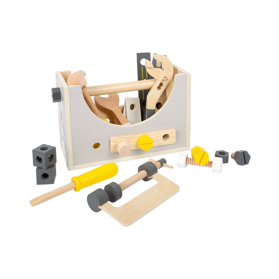 Small Foot Toolbox and Mini Workbench 2 in 1, wooden
