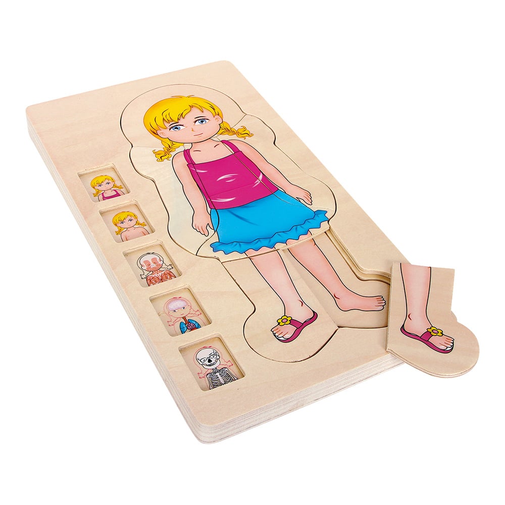 Small Foot Puzzle Girl's Body, layered, wooden, 28 pieces
