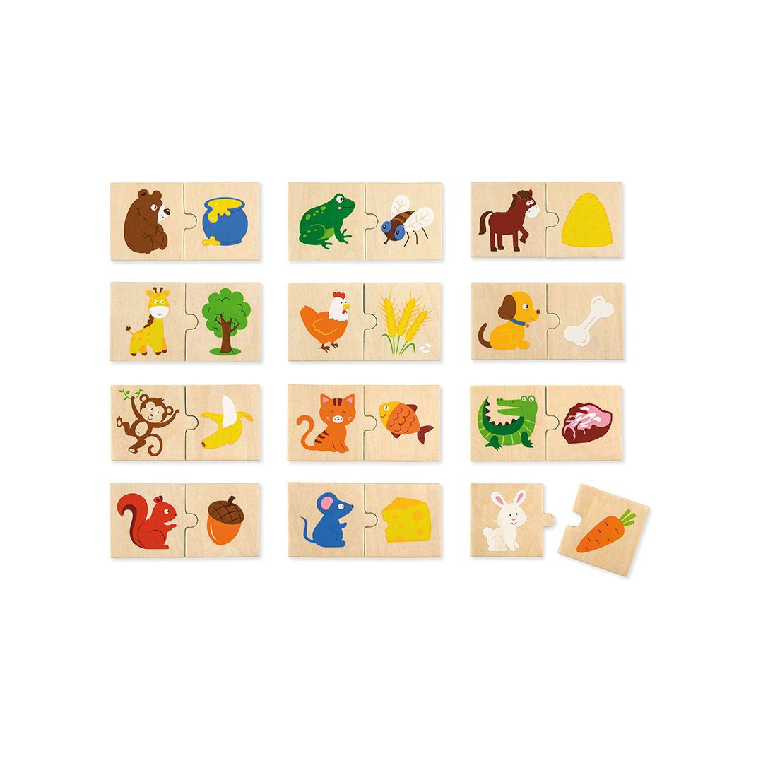 Nowa Szkola Puzzle Animals and Their Food, wooden