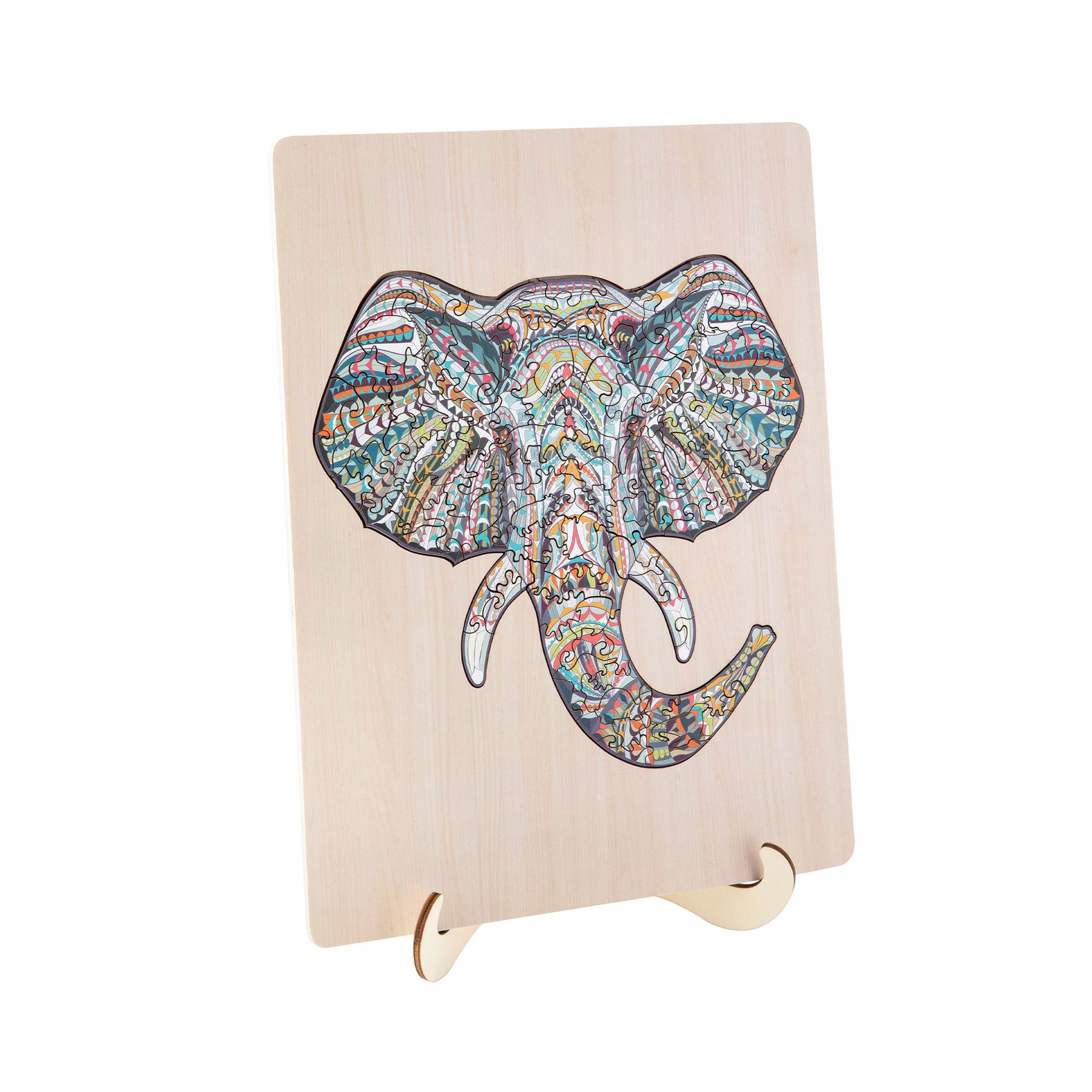 Moxy Puzzle Elephant, unique shapes, wooden, 137 pieces