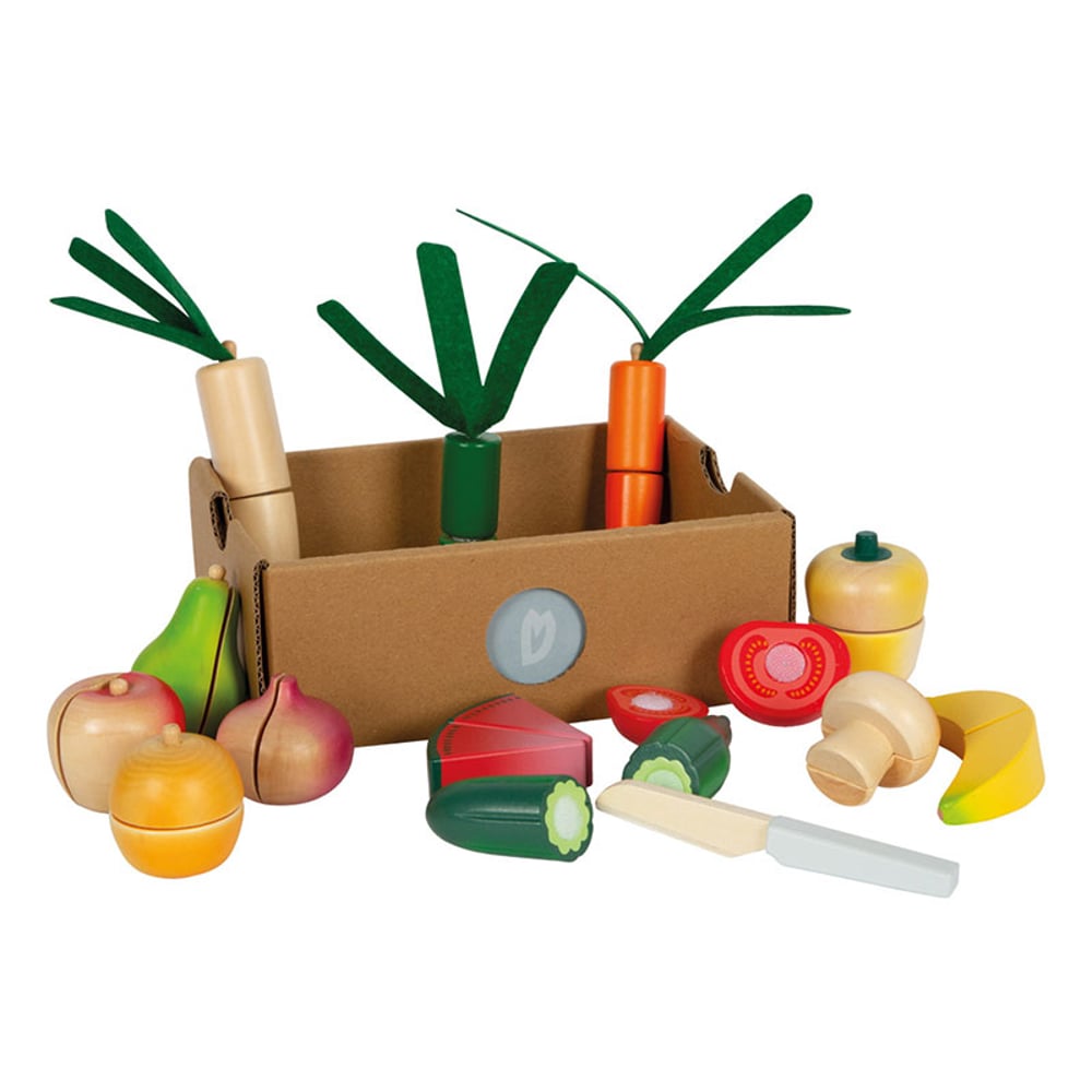 Small Foot Комплект плодове и зеленчуци за рязане, дървени