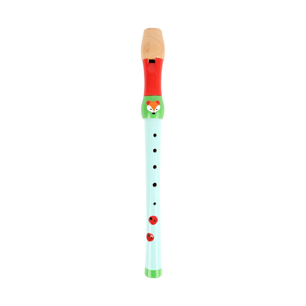 Small Foot Recorder, fox motif, wooden, 33 x 3 cm