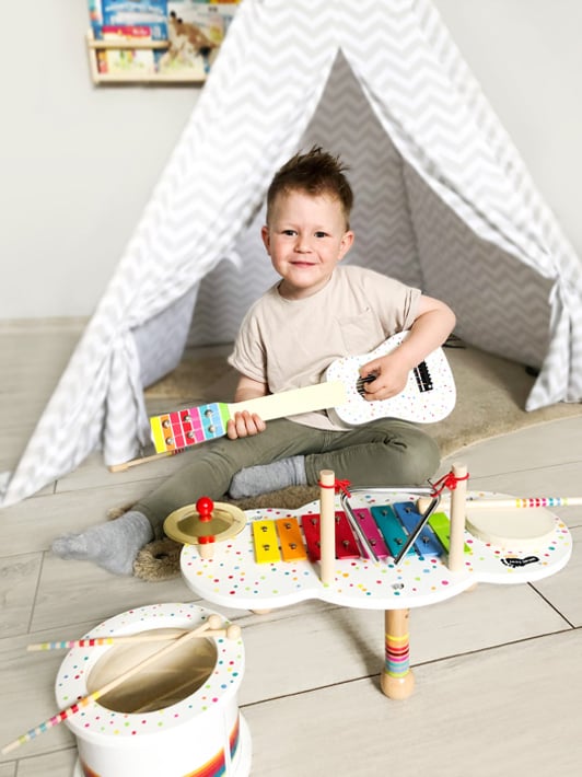 Small Foot Guitar, children’s, wooden, white, 53 x 17 x 5.5 cm