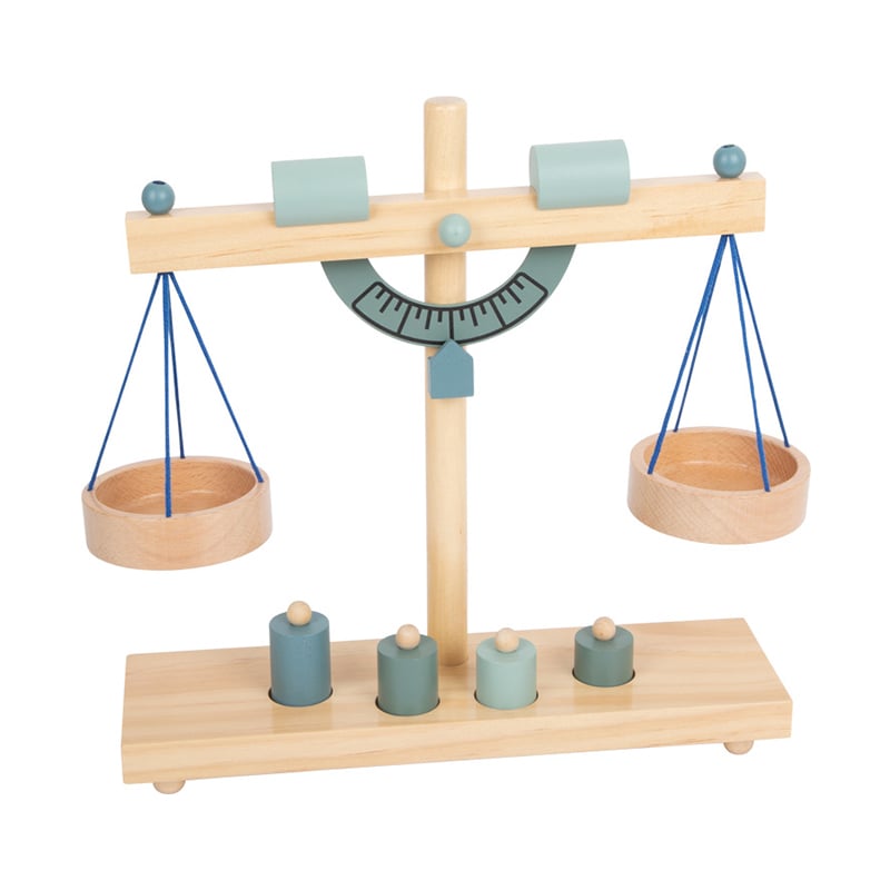 Small Foot Balance scale with weights, wooden, 31 x 9 x 31 cm