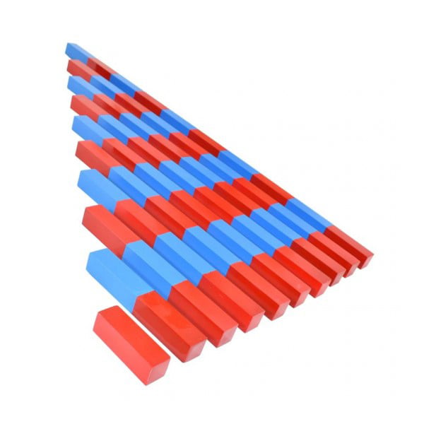 Montessori Rods, numerical, from 10 to 100 cm