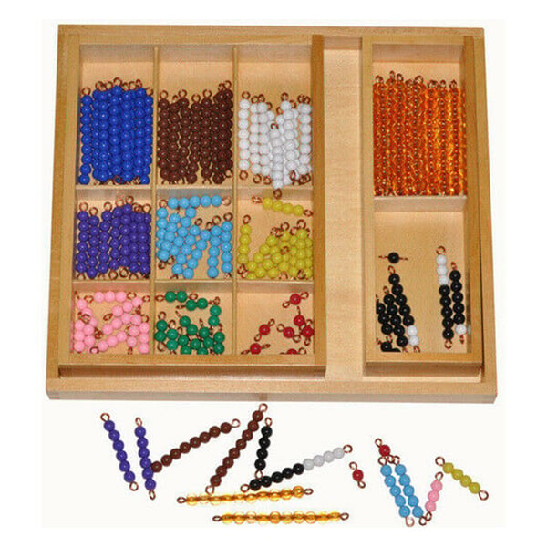 Montessori bead set for counting, in box