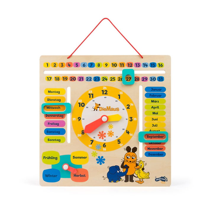 Small Foot Calendar and clock, children’s, wooden, 30 x 30 x 3 cm