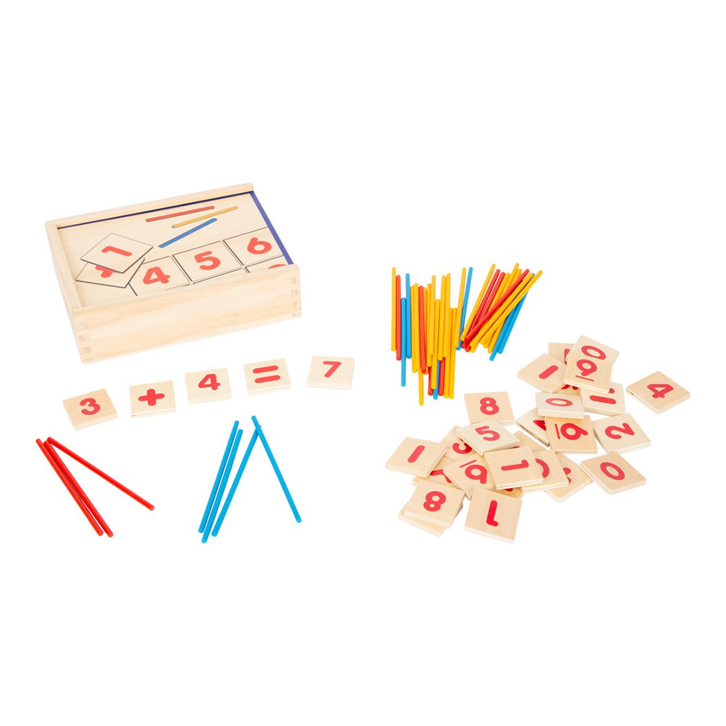 Small Foot Math set, with numbers and sticks, wooden, in box