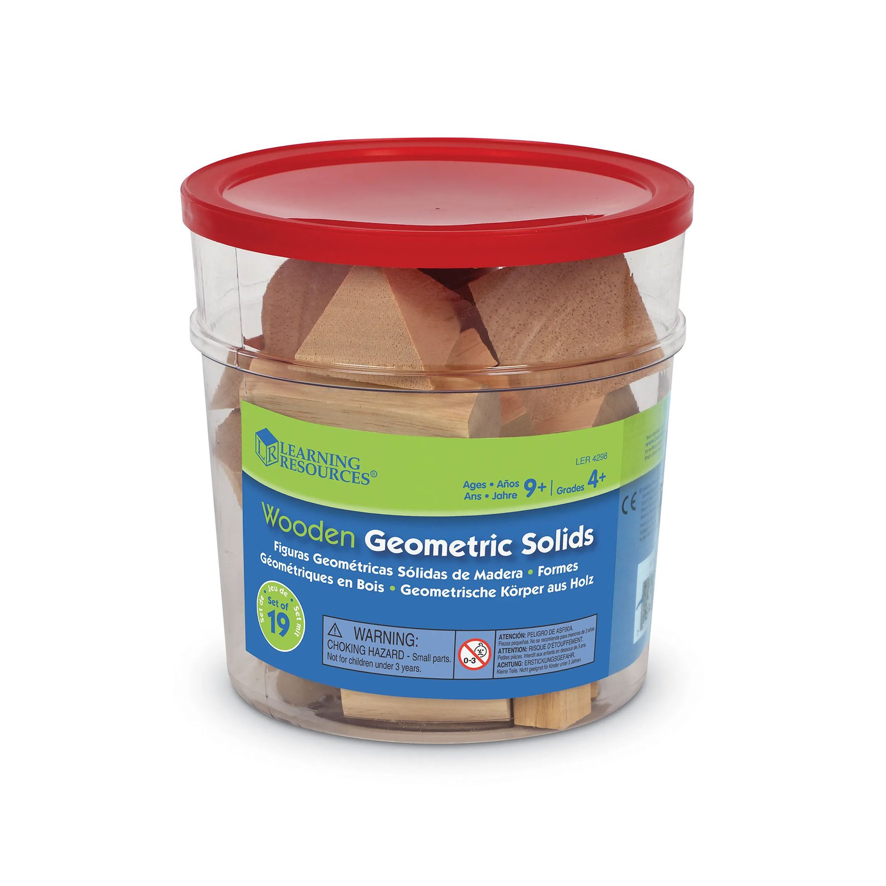 Geometry set Learning Resources Wooden Solid Shapes, 19 types