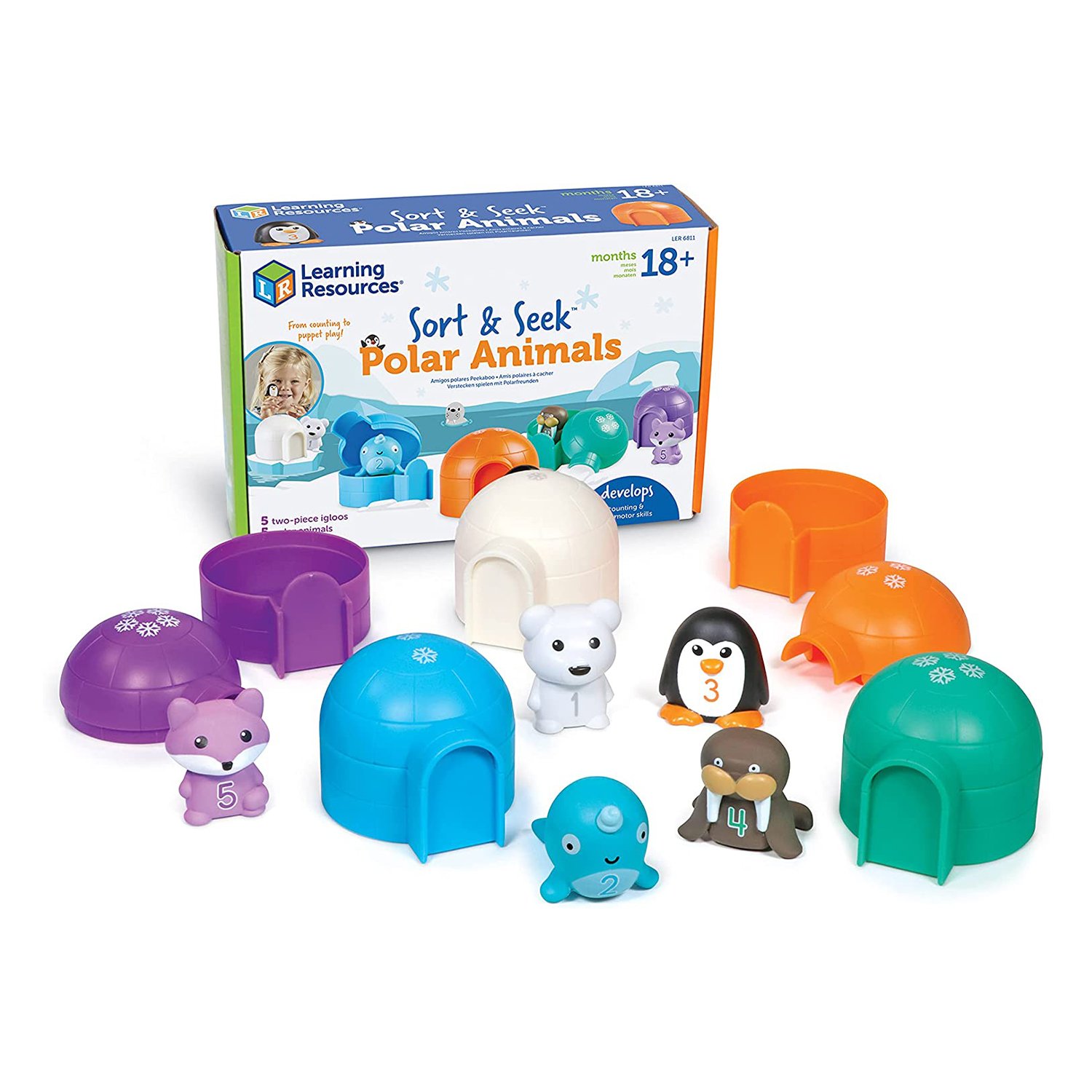 Learning Resources Polar animals set with houses, for sorting and counting